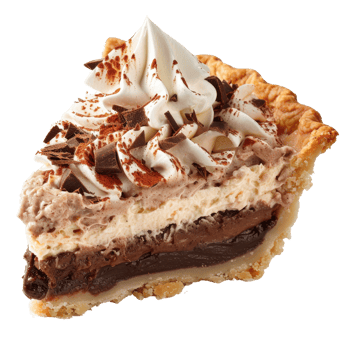 Delicious Chocolate Cream Pie with Whipped Topping and Chocolate Shavings on a Crisp Crust png