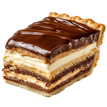 Delicious Layered Dessert with Cream, Chocolate, and Pastry Crust for Sweet Treat Lovers png