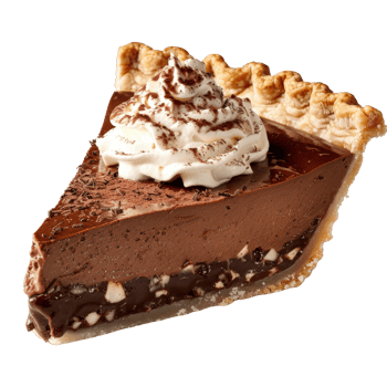 Delicious Chocolate Cream Pie Slice with Whipped Cream and Cocoa Shavings on Top png