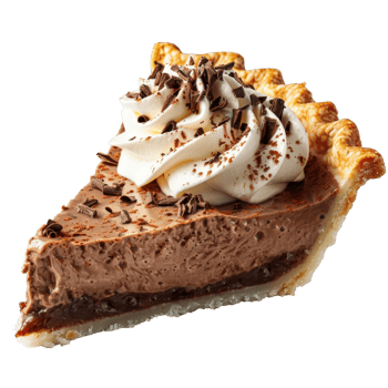 Delicious Chocolate Cream Pie with Whipped Cream and Chocolate Shavings on Top png