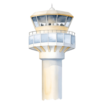 Airport Air Traffic Control Tower Watercolor Painting Illustration png