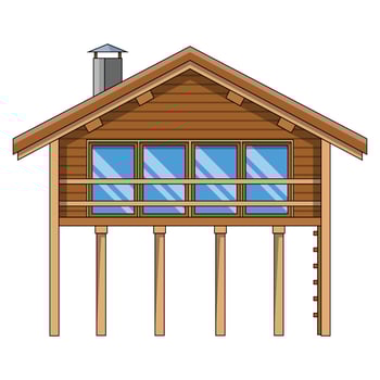 The Illustration of High Wooden Stilt House vector