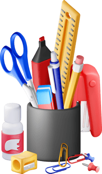3D pen holder office equipment set png