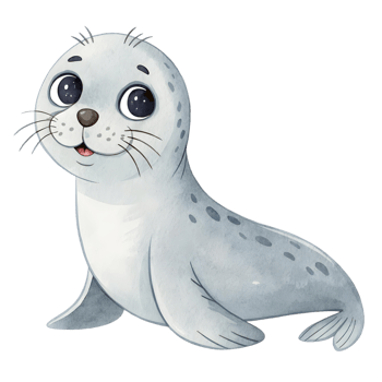 Adorable Baby Seal Pup Cartoon Illustration Watercolor Style png