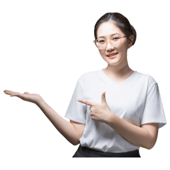 A smiling individual in a white shirt gestures invitingly with one hand, showcasing a friendly and approachable demeanor. png