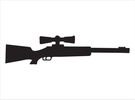 Gun hunting sniper silhouette, illustration on a white background. vector