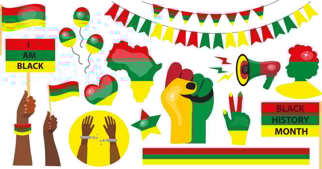 Juneteenth set, African-American Independence Day, June 19. Day of freedom and emancipation. black history month vector