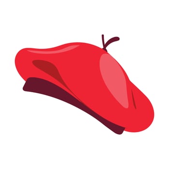 Red beret, part of a basic wardrobe. Flat style , ideal for clothing stores and fashion. Perfect for fall print elements and seasonal warm, cozy clothes. vector