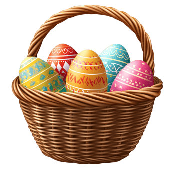 Beautiful Easter Egg Basket with Vibrant Colors for Seasonal Decoration png