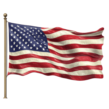 Aged and Weathered Ameran Flag on a Pole Waving in the Wind png