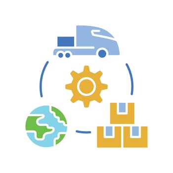 supply chain optimization black line icon vector