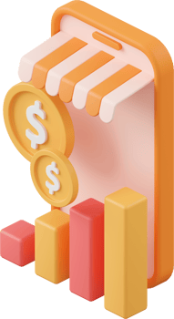 Smartphone with bar chart and coin, 3d illustration of Icon affiliate marketing png
