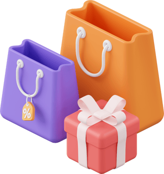 Shopping bag with gift box, 3d illustration of Icon affiliate marketing png