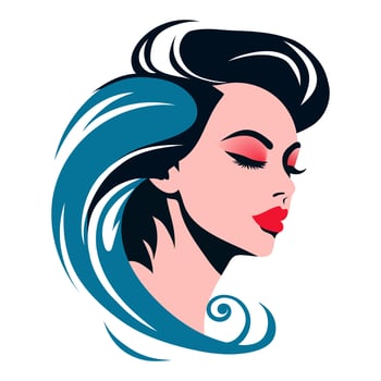 A woman with long hair and blue eyes vector
