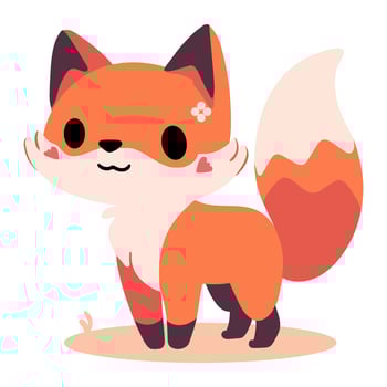 A cute little fox with a bow on its head vector