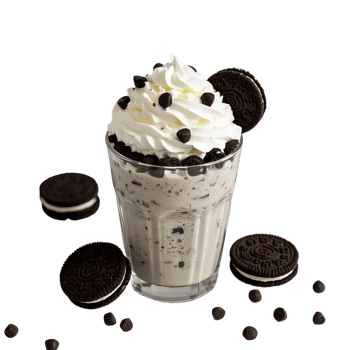 Delicious Oreo Milkshake with Whipped Cream and Chocolate Chips png