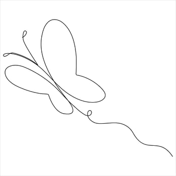 Minimalist Butterfly continuous line art drawing illustration vector