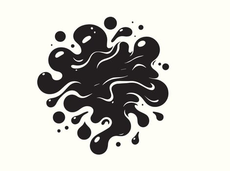 Abstract Liquid Black Irregular Blotch Shape on White vector