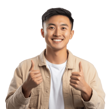 Young Man Smiling and Giving Thumbs Up png