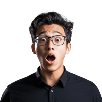 Surprised Young Man with Glasses Expressing Shock and Awe Emotion png