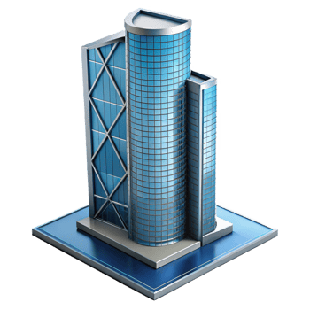 serene creative Modern skyscraper, glass and steel, architectural detail high quality png