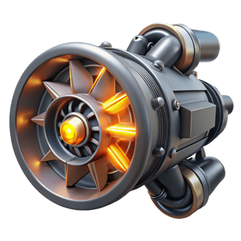 beautiful traditional Spaceship engine with glowing turbines genuine png