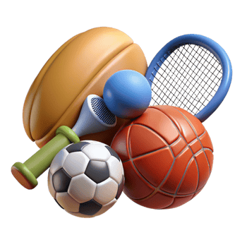 extraordinary rustic Sports equipment with different types, detailed png