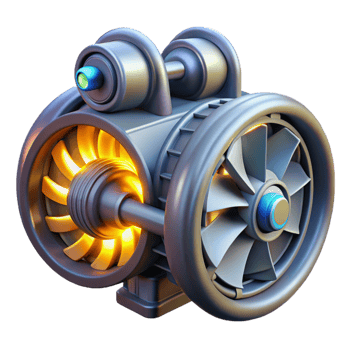 serene artistic Spaceship engine with glowing turbines detailed png