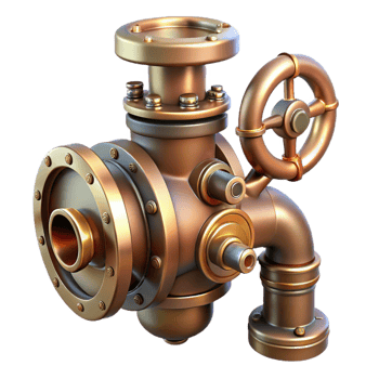 elegant traditional Steampunk valve with a handle, pipe connections, and intricate details professional png