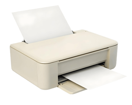 Compact off-white inkjet printer printing a document png