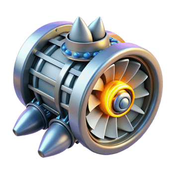 beautiful contemporary Spaceship engine with glowing turbines premium png