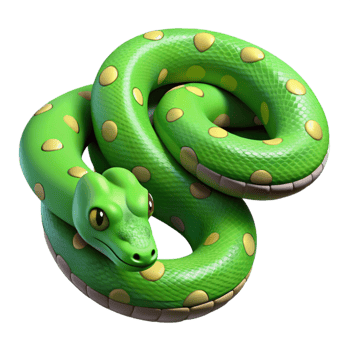 dramatic modern A slithering Green Tree Python, exclusive png