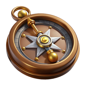 dramatic modern Steampunk compass with a rotating needle and ornate casing high quality png