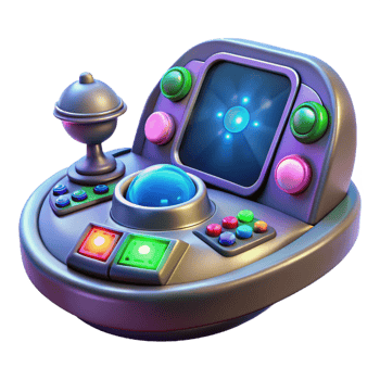 dramatic vintage Alien spaceship cockpit control panel with glowing buttons and holographic display genuine png