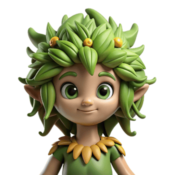 serene classic A playful dryad, leafy hair, bark-like skin exclusive png
