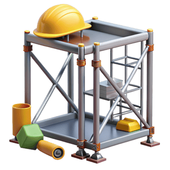 impressive abstract Scaffolding, metal frame, construction equipment, 4K png