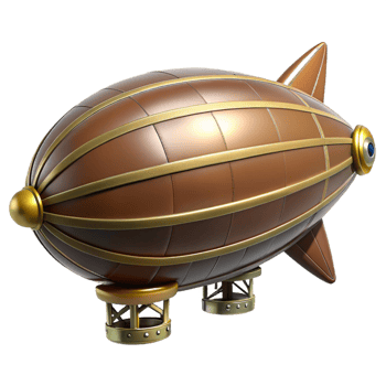 elegant minimalist Steampunk zeppelin illustration, isolated object genuine png