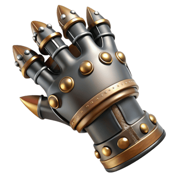 vibrant modern A steampunk gauntlet with articulated fingers and spiked knuckles high resolution png