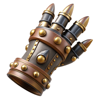 extraordinary artistic Steampunk gauntlet with articulated fingers and spiked knuckles authentic png
