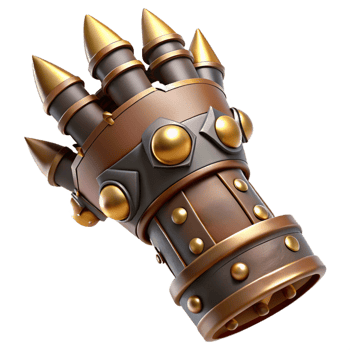 impressive modern A steampunk gauntlet with articulated fingers and spiked knuckles 4K png
