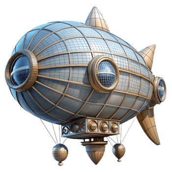 magnificent abstract Steampunk airship blueprint diagram, isolated object authentic png