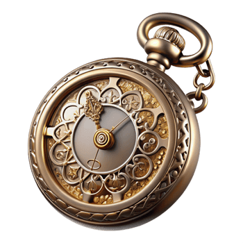 magnificent creative Steampunk pocket watch with Roman numerals and ornate filigree authentic png