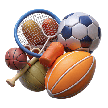 impressive modern Sports equipment with different types, original png