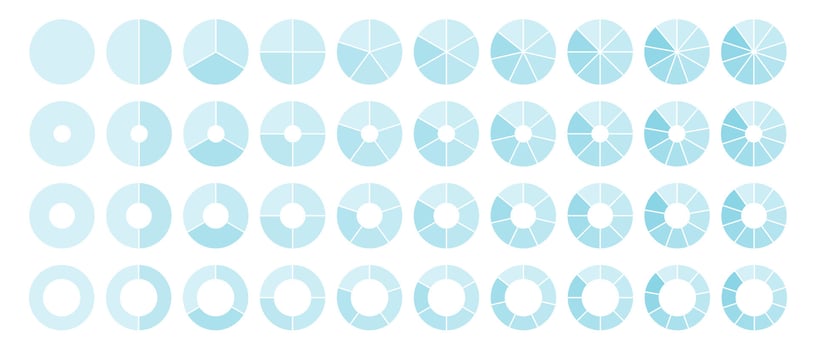 Dividing diagram equal parts from 1 to 10 blue, Cyclical pie chart wheel infographic vector