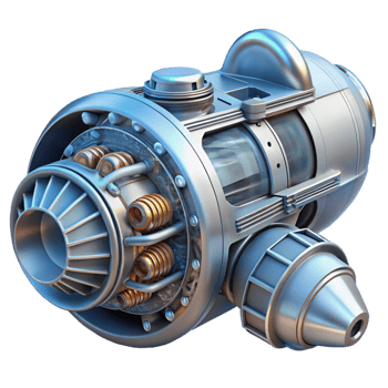 elegant rustic Detailed model of a futuristic spacecraft engine premium png