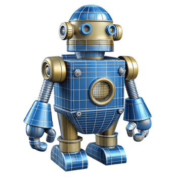 vibrant classic Steampunk robot blueprint diagram, isolated object professional png