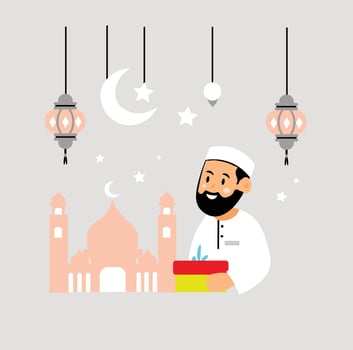 EID festival of Muslim religion in India biggest festival clipart illustration art vector