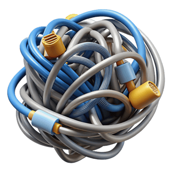 extraordinary artistic A tangled mess of computer cables genuine png