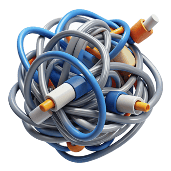 elegant rustic A tangled mess of computer cables authentic png