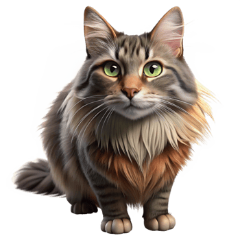 stunning abstract A Maine cat, long fur exclusive png